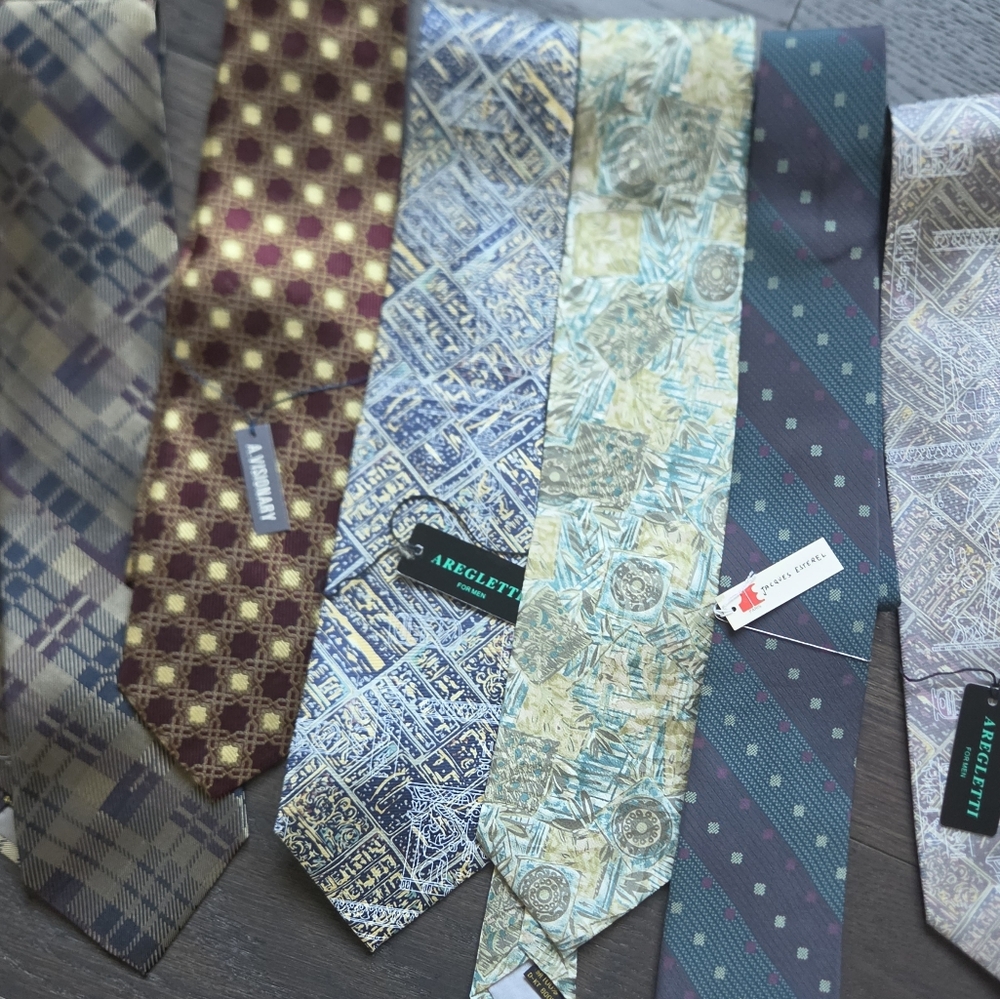 Vintage Men's Tie Bundle of 6 ,Some Silk , Some New with Tags